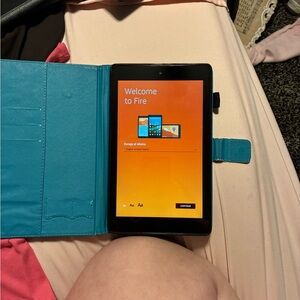 Amazon Fire Tablet with Teal Cover